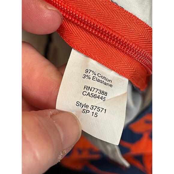 J.Crew stretch short shorts‎ navy blue orange print size 12 women’s - Picture 5 of 6